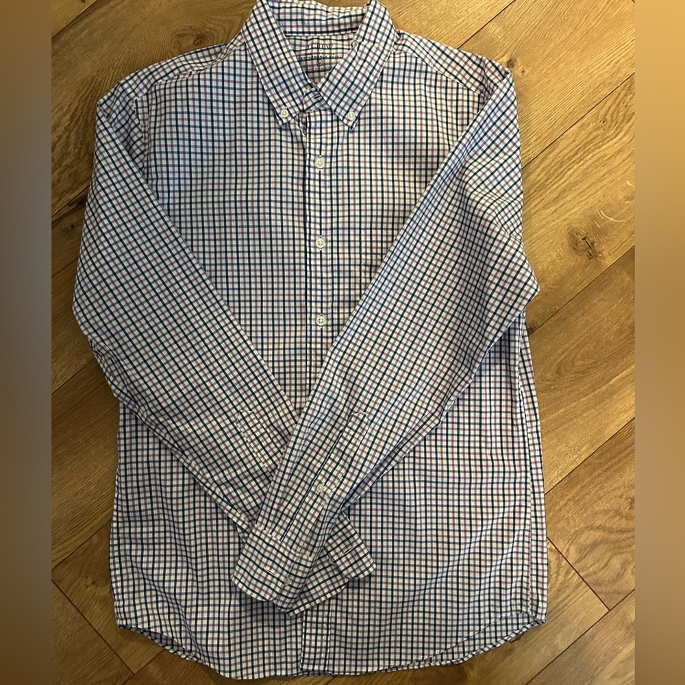J. Crew Blue and White Casual Button Down Shirt - purple and blue